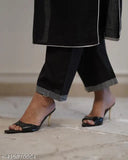 Rayon slub embroidered kurta and Plazzo pant set for women, Indian-made with thread touchup on both pieces