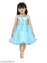 Aqua blue net dress for girls, self-design patchwork in turquoise color, sizes 12-18 months to 4-5 years