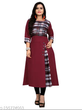 Chitrarekha voguish printed cotton kurti, checked three-quarter sleeves for women, India origin