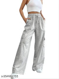 Solid cotton palazzo trousers for women, breathable and comfortable, suitable for office, school, formal, casual daily use