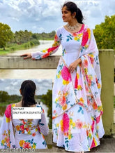 Georgette, floral printed Indian A-line dress for girls, long, full-length, party wear