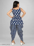 New Labdhi Fashion Cotton Kurti Set with Dhoti & Printed Dupatta - Absorbent, breathable summer wear for girls (4-14 years)