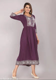 Rayon Anarkali kurti, three-quarter sleeves, perfect for casual events and weekend get-togethers. Available in S-XXXL sizes. Indian handcrafted fashion on display