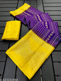 Foil print Georgette saree set for women, rich pallu design, free size, India origin