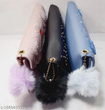 Curvy PU embroidered net hand clutch (3 compartments), free size for women & girl, India