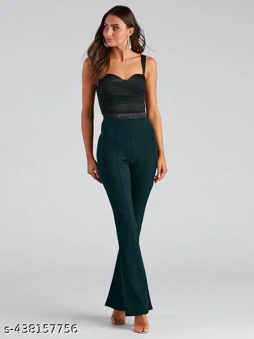 Cotton blend solid net, NEW STYLE KRARA wide leg pants for women - pack of 2