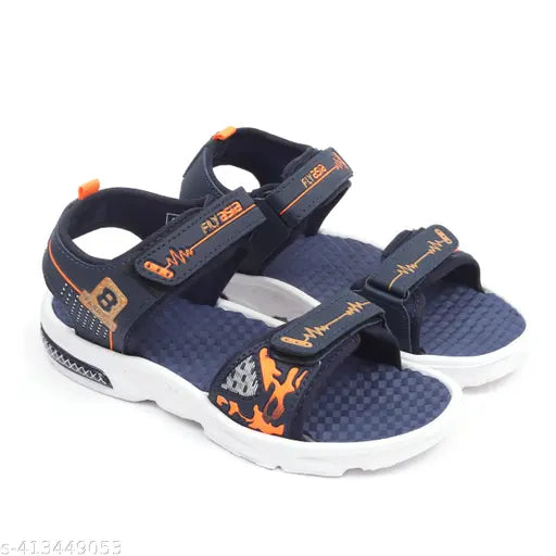 Synthetic print net kids sandals (5-12 years), easy Velcro fastening for active play