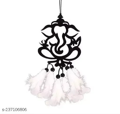 Wooden art decoration, black Ganesha murti for car, home or table - Indian automobile showpiece