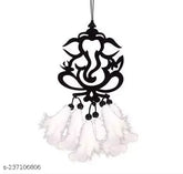 Wooden art decoration, black Ganesha murti for car, home or table - Indian automobile showpiece