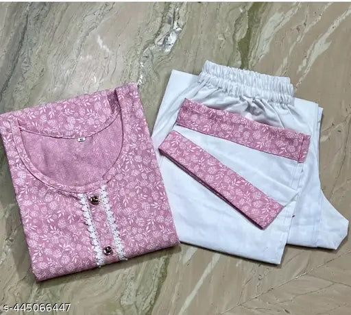 Cotton printed kurti plaazzo set, pack of 2 for Indian bottomwear