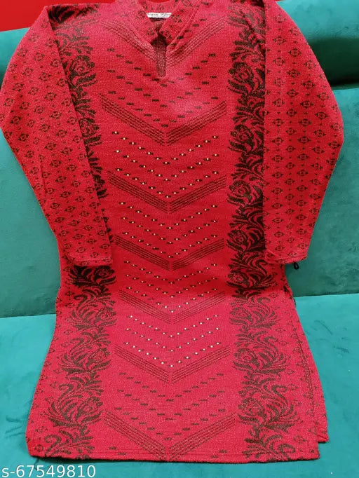 Stylish women's wool kurti, single XXL size, Indian handcrafted woolen apparel