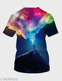 3D galaxy printed t-shirt, vibrant poly blend short sleeves, men's/unisex size M-XXXL, India