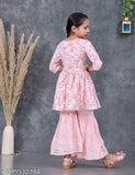 Embroidered Rayon KIDAS Sarara Set, vibrant three-quarter sleeve dress for children (ages 3-14), Indian ethnic wear