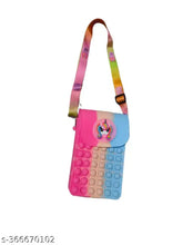 Multicolor synthetic unicorn flap mobile pouch crossbody bag, kids stress relief toy fidget purse with 1 compartment