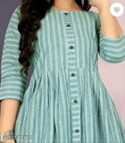 Cotton blend striped kurtis under 299, three-quarter sleeve, XS to 7XL, Indian fashion wear on hanger
