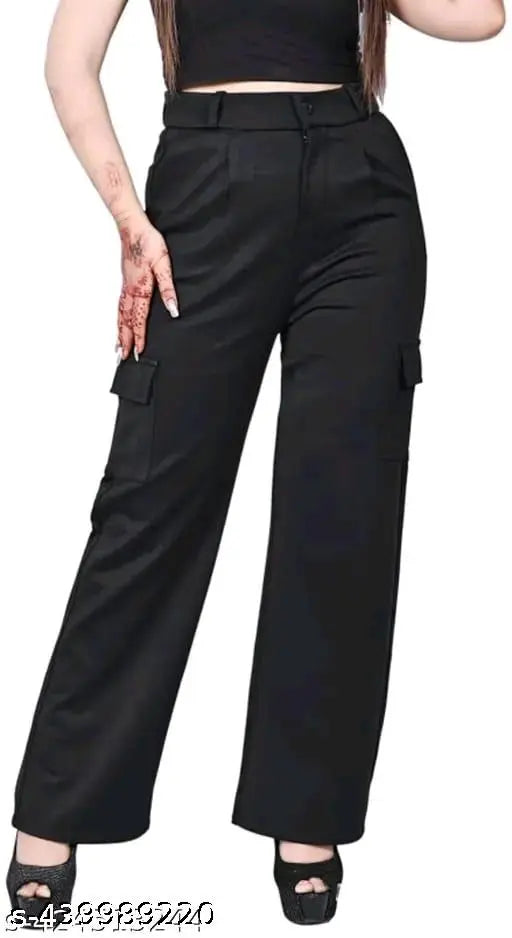 Black cotton-lycra 4-pocket pant, solid black design for men's casual wear