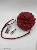 Floral PU small crescent crossbody bag, adjustable double zipper, 3 compartments, free size (8in x 3in x 8in)