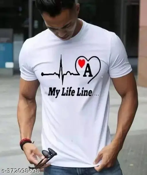Striped dot knit polyester t-shirt for men, self-designed graphic print, short sleeves