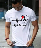 Striped dot knit polyester t-shirt for men, self-designed graphic print, short sleeves