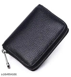 Leather men's card wallet with 12 slots, textured pattern, RFID protection, and bee decoration, ideal for organizing cards and money