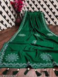 Georgette silk party saree with Swarovski diamond hotfix, solid pattern, free size