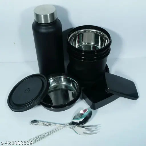Eco-friendly stainless steel corporate lunch box set with 3 leakproof containers (750ml), compact lunch solution for office or school use