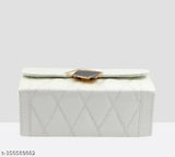 Faux leather sling bag, embroidered design. Three compartments for women's fashion accessories. Made in India