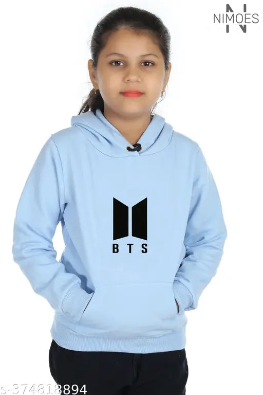 BTS Army hoodie sweatshirt for kids in winter wear, printed cotton sweatshirt with long sleeves, popular K-pop band design for girls aged 3-12 years old, India origin
