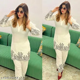 Trendy rayon embroidery top and bottom set, long sleeves, versatile sizes from S to XXXL, Indian craftsmanship