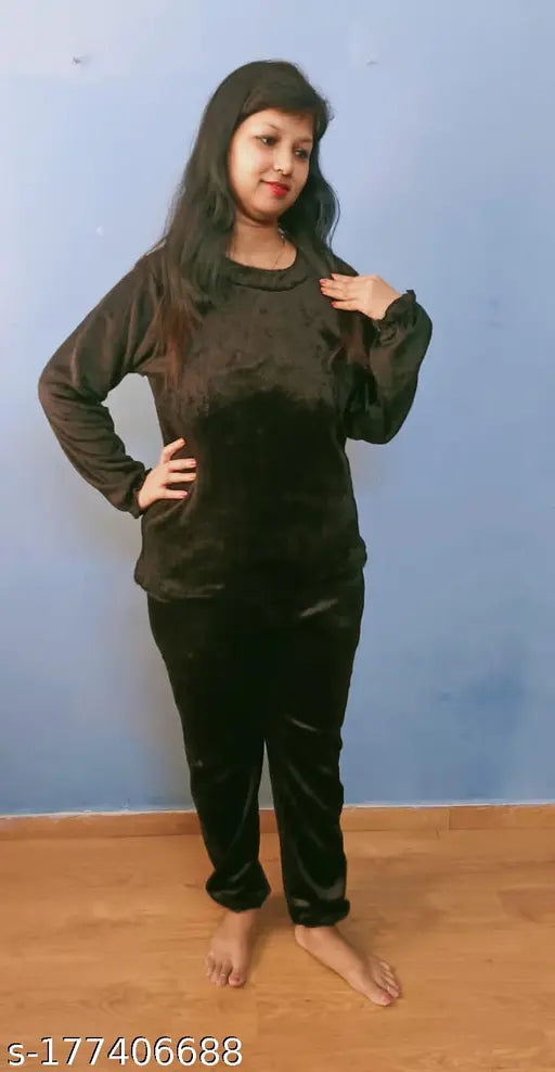 Woolen nightsuits for women winter - solid wool long-sleeved pyjamas, cozy and warm winter loungewear from India