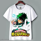 White polyester My Hero Academia printed unisex half sleeve T-shirt with short sleeves, comfortable fit