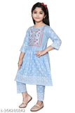 Rayon festive party kurti and plazo set for girls, three-quarter sleeves, printed design, single size 2-3 Years