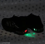 Lycra slip-on LED shoes for kids, printed net design, PVC sole, sizes 12-18 months to 7 years, made in India
