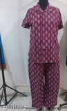Printed cotton nightshirt and pyjama set for women, three-quarter sleeves - Indian-made