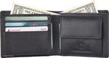 Black pure leather men's wallet with RFID protection, featuring 2 compartments, 6 card slots, and hidden pockets. Perfect Diwali gift for men