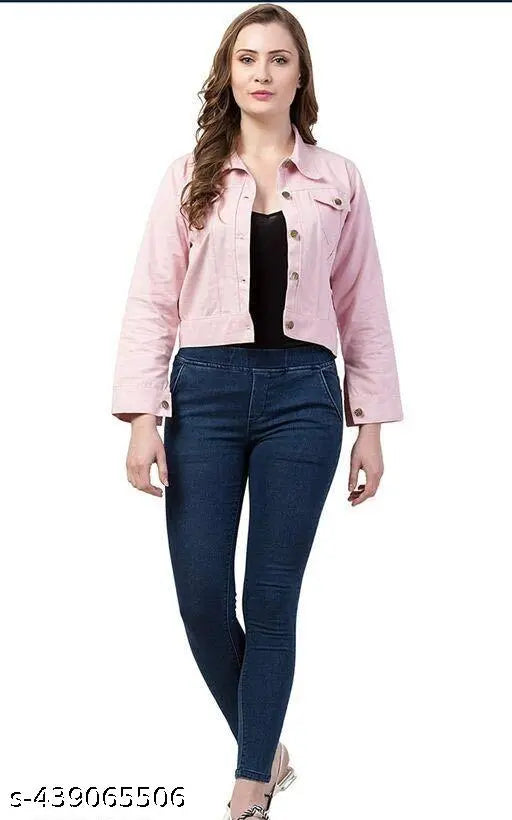 Women's latest trending cotton blend long-sleeve jacket, solid net, size S (30-34-26-34-13), India origin