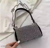 PU mini Shinestone embellished cross body bag, featuring 2 compartments and a secure chain closure