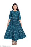 Printed Butterfly polycotton maxi dress for girls summer, shoulder bow detail, lightweight and machine washable