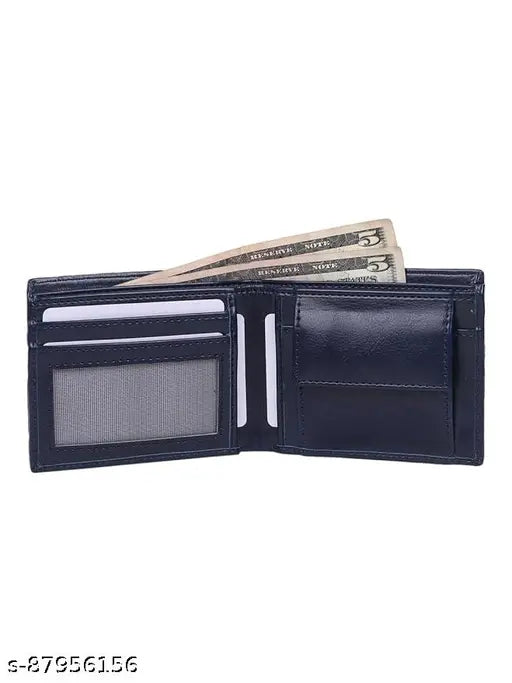 Blue PU leather men's wallet, SAMTROH design, 3 card slots, coin pocket