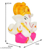Meditating Lord Ganesha Idol, multicolor polyresin, suitable for home, car, office decor