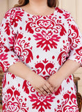 Plus size floral print rayon kurta and palazzo set, three-quarter sleeves, women's fashion, Indian ethnic wear