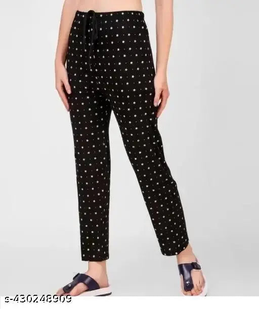 Women's maxi cotton-blend black pyjama in new prints, perfect for daily wear