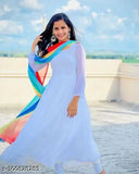 Indian-made Georgette Jumping Multi long-sleeve dress in solid pattern, size M (38in bust, 46in length)