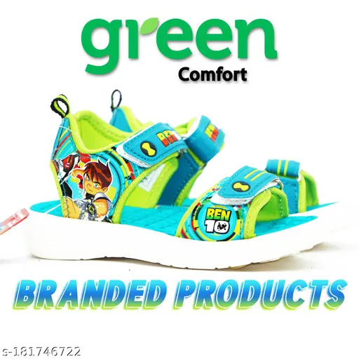 Limited edition Ben 10 Adventures sea green/parrot green sandals for kids (2-10yrs), patent leather sole with EVA, velcro fastening