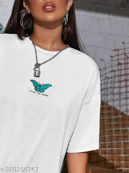 Calm Down Oversized Printed Cotton Blend T-Shirt for Women, drop shoulder design, Parisian inspired, relaxed silhouette, effortless chic style