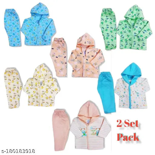 Woolen unisex baby sweater set with cap, printed net pattern, 3-6 months size, India origin