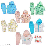 Woolen unisex baby sweater set with cap, printed net pattern, 3-6 months size, India origin