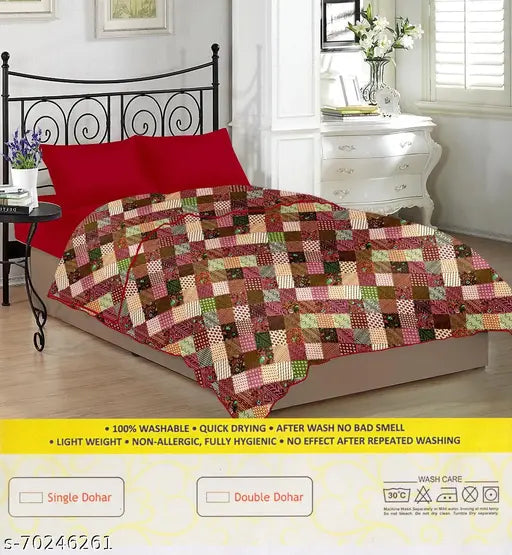 Cotton single bed Dohar, Jaipuri net design, optimal comfort, free size, India origin