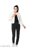 Leather full sleeve women's casual jacket, solid pattern, eco-friendly and soft, ideal for everyday wear (N:1 S/M/L/XL)