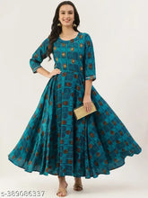 Multicolor viscose rayon Anarkali Kurta with three-quarter sleeves, printed combo on Indian-made women's fashion